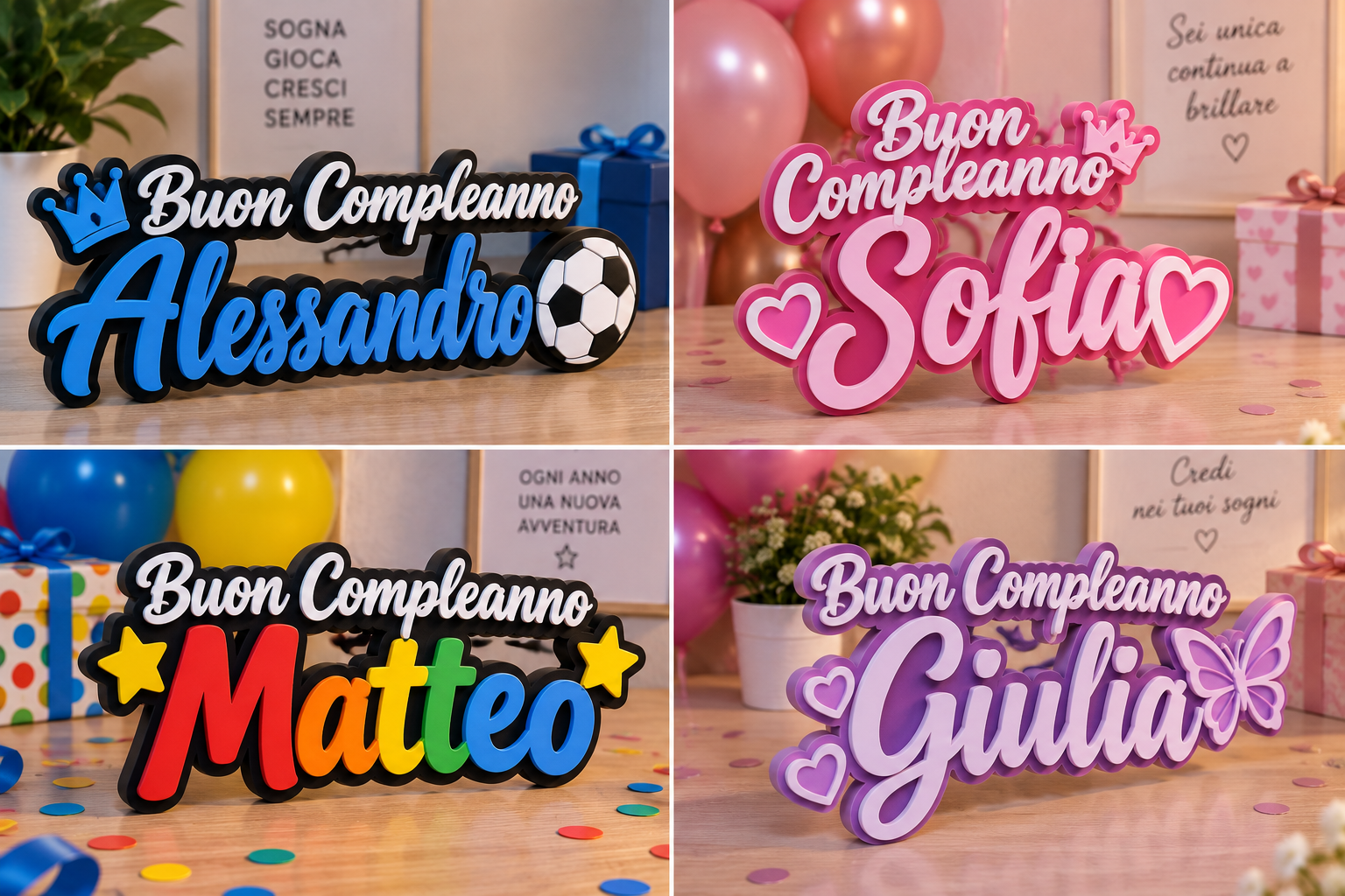 Composizione di scritte 3D personalizzate per compleanno